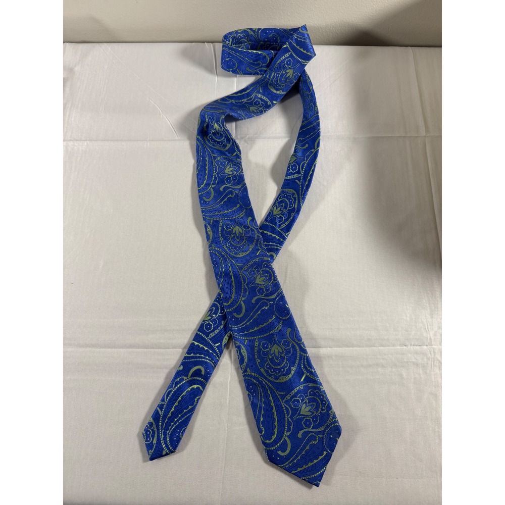 Michael Michael Kors Mens Blue Green Paisley Silk Necktie Accessory